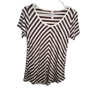 Lularoe Classic T T-Shirt Brown Cream Stripes
